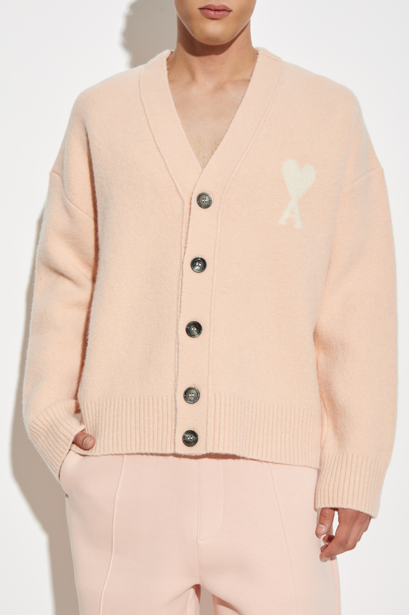Pink Cardigan with logo Ami Alexandre Mattiussi - Vitkac Slovakia